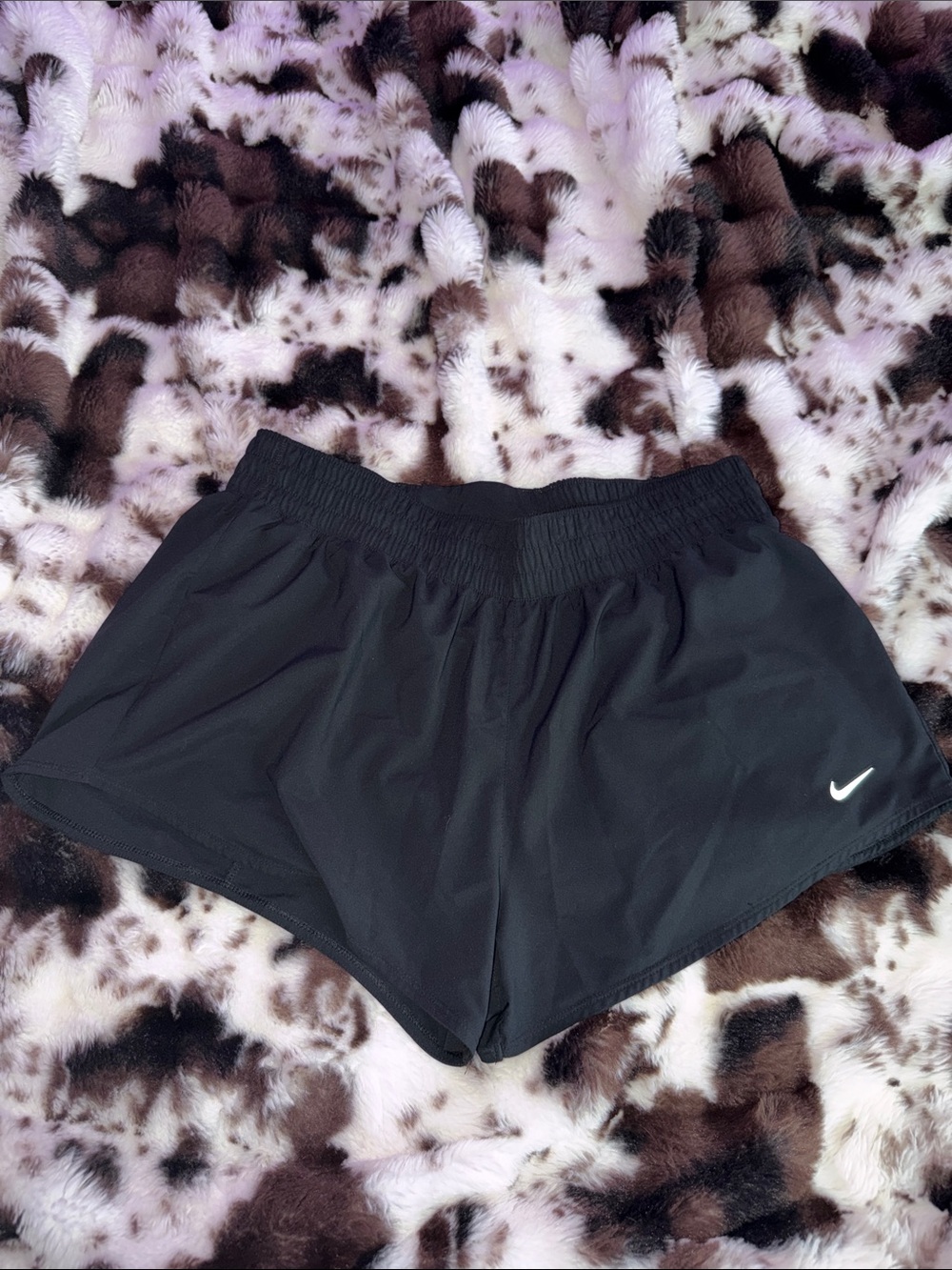 Nike Women’s Black Athletic Running Shorts with White Swoosh